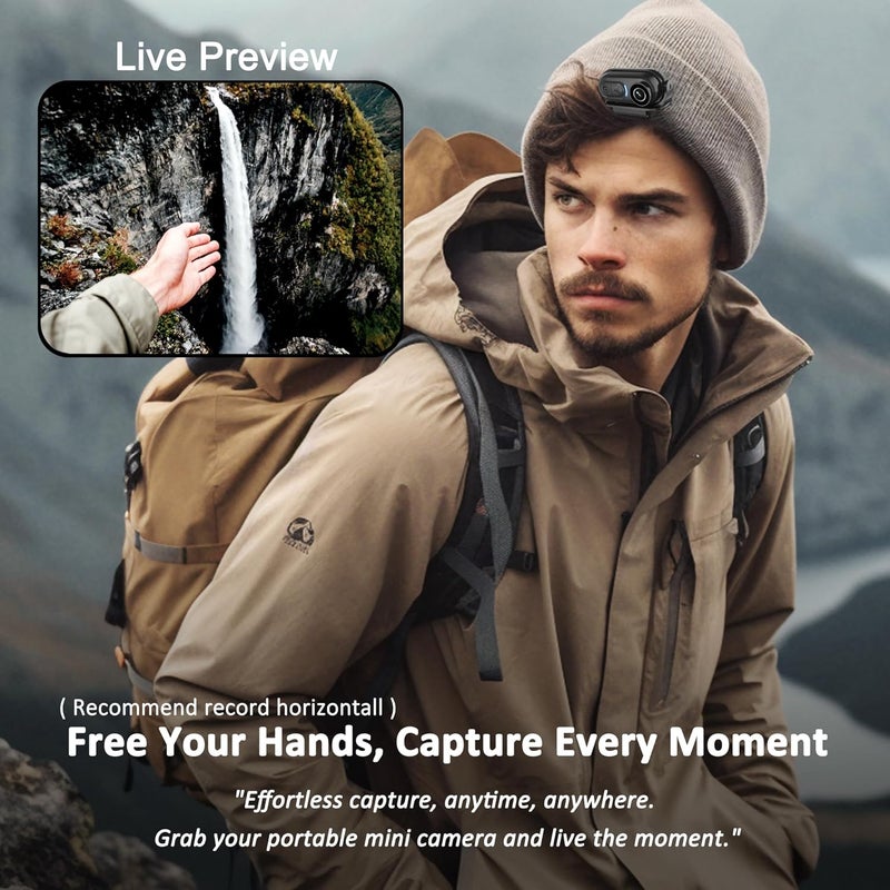Catchallway 4K Mini Body Camera Action Cam with Audio & Video Recording -128G Thumb Size Hands Free Body Worn Cameras - Wearable Portable Camcorder for Work Travel Pet Walk Vlog(Black) - Image 3